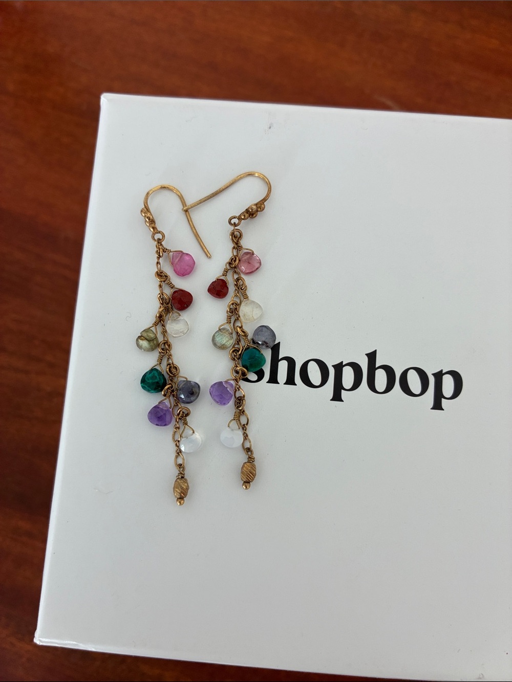 Chan Luu Gold Chain Multicolor Gemstone Dangle Earrings